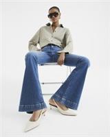 River Island Womens Flared Jeans Blue High Waisted Tummy Denim Pants Bottoms - 6 Long Regular