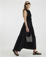 River Island Womens Maxi Dress Black Drawstring Tiered Sleeveless Round Neck - 6 Regular