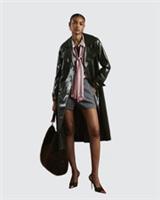 River Island Womens Trench Coat Green Faux Leather Croc Texture Outerwear Top - S Regular