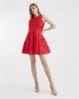 River Island Womens Mini Dress Red 3D Floral Crew Neck Sleeveless Button - 8 Regular