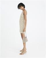 River Island Womens Mini Dress Beige Sleeveless Embellished Cami Square Neck - 8 Regular