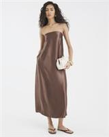 River Island Womens Maxi Dress Brown Bandeau Style Sleeveless Metallic Casual - 6 Regular