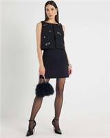River Island Womens Mini Shift Dress Black Embellished Layered Sleeveless - 12 Regular