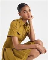 River Island Womens Mini Dress Yellow Utility Collared Short Sleeve Popper - 18 Regular