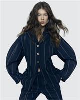 River Island Womens Blazer RI Studio Navy Cocoon Sleeve Stripe Outerwear Top - 12 Regular