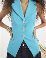 River Island Womens Waistcoat Blue Sleeveless Collared Elastic Outerwear Top - S Regular