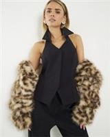 River Island Womens Tuxedo Top Petite Black Halter Neck Sleeveless Blouse - 16 Petites