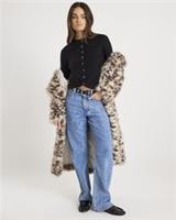 River Island Womens Top Black Long Sleeve Curved Hem Ribbed Crew Neck Blouse - L Regular