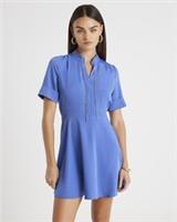 River Island Womens Skater Mini Dress Navy Chain Detail Short Sleeve Round Neck - 14 Regular
