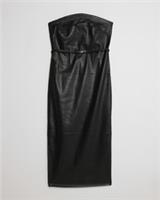 River Island Womens Bandeau Midi Dress Petite Black Faux Leather Belted - 8 Petites