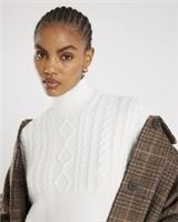 River Island Womens Sweatshirt Cream Knit Mix Roll Neck Jumper Knitted Top - L Regular