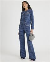 River Island Womens Straight Jeans Blue Boucle Embellished Denim Pants Bottoms - 6 Regular Regular