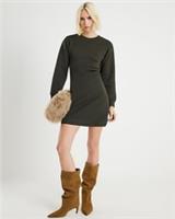 River Island Womens Shirt Dress Khaki Drape Sweatshirt Long Sleeve Crew Neck - XL Regular