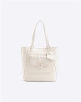 River Island Girls Shopper Bag Cream Heart Lock Pocket Shoulder Strapped