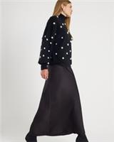 River Island Womens Maxi Skirt Black Satin Fabric Elasticated Waistband Bottom - 6 Regular