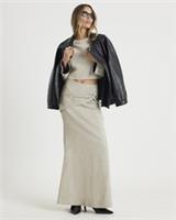 River Island Womens Midi Skirt Cream Hammered Effect Faux Leather Zip Bottom - 6 Regular