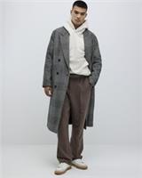 River Island Mens Overcoat Grey Check Double Breasted Buttoned Outerwear Top - S Regular