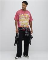 River Island Mens T-Shirt Pink Oversized Fit Rise Above Crew Neck Tee Top - S Regular