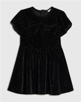 River Island Mini Girls Dress Black Velvet Bow Short Sleeve Crew Neck Casual