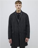 River Island Mens Overcoat Grey Check Collared Long Sleeve Button Outerwear Top - S Regular