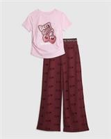 River Island Girls T-Shirt & Joggers Set Red Diamante Berry Good 2 Piece