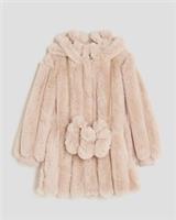 River Island Girls Coat Pink Faux Fur With Bag Hooded Long Sleeve Outerwear Top