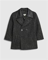 River Island Mini Boys Peacoat Black Chequered Print Collared Outerwear Top