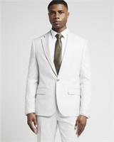 River Island Mens Suit Jacket Cream Slim Fit Textured Single Breasted Outerwear - 44 Regular Regular