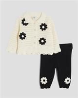 River Island Baby Girls Cardigan & Shorts Set Cream Daisy Crochet 2 Piece