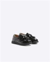 River Island Mini Boys Loafers Shoes Black Patent Tassel Slip On Casual Shoes