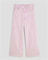 River Island Girls Wide Leg Jeans Pink Diamante Washed Trousers Pants Bottoms