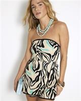 River Island Womens Playsuit Cream Zebra Bandeau Beach Sleeveless Outfit - XS Regular
