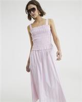 River Island Womens Midi Dress Pink Stripe Shirred Square Neck Sleeveless - 20 Regular