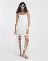 River Island Womens Midi Skirt White Crochet Detail Tassel Trim Bottom - 12 Regular