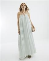 River Island Womens Maxi Dress Blue Sleeveless V Trim Square Neck Casual - 8 Regular