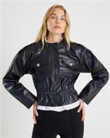 River Island Womens Jacket Black Faux Leather Croc Print Peplum Outerwear Top - 10 Regular