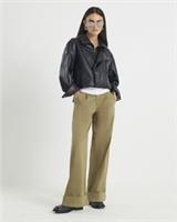 River Island Womens Trousers Khaki Twill Pleated Straight Leg Pants Bottoms - 14 Regular