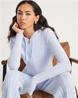 River Island Womens Hoodie Blue Long Sleeve Cable Knit Hooded Sweatshirt Top - XL Regular