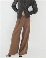 River Island Womens Wide Leg Trousers Brown Belted Pleated Zip Pants Bottoms - 22 Regular