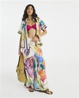 River Island Womens Beach Shirt Multi Colour Tropical Print Short Sleeve Top - S Regular