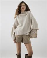 River Island Womens Jumper RI Studio Beige Wool Wrap Cape Sweater Pullover Top - M Regular