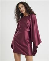 River Island Womens Mini Dress Red Satin Cape Sleeved Boat Neck Zip Fastening - 10 Regular