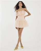 River Island Womens Mini Dress Pink Tulle Bandeau Sleeveless Zip Bandeau Style - 16 Regular