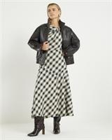 River Island Womens Maxi Dress Petite Cream Check Print Knot Sleeveless - 10 Petites