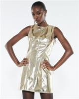 River Island Womens Mini Dress Gold Metallic Bow Back Sleeveless Round Neck - 12 Regular