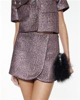 River Island Womens Wrap Skort Pink Metallic Fabric Button Zip Fastening Bottom - 6 Regular