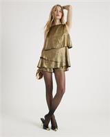 River Island Womens Playsuit Gold Metallic Frill Sleeveless Zip Outfit - 14 Regular