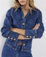 River Island Womens Shirt Blue Paisley Print Fitted Deni Button Long Sleeve Top - 6 Regular
