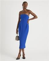 River Island Womens Bandeau Midi Dress Blue Sleeveless Bodycon Zip Fastening - 6 Regular