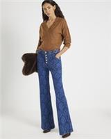 River Island Womens Flared Jeans Blue Paisley Relaxed Denim Trousers Pants - 12 Regular Regular